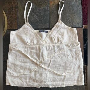 Brandy Melville White Linen Tie Tank